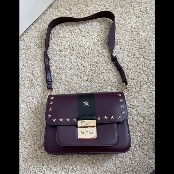 Brand new michael kors burgundy/wine/purple Sloan crossbody with star and stripe - Picture 2 of 8